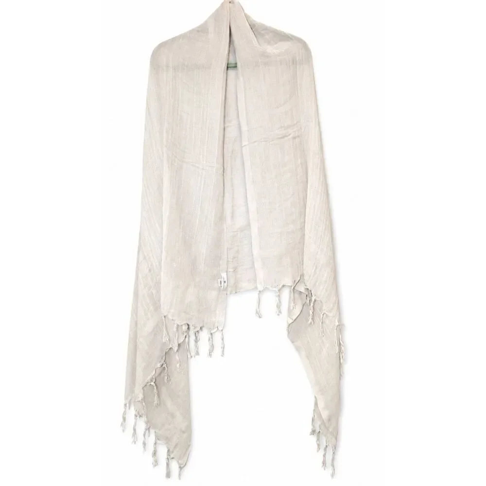 Love quotes womens long gauzy linen scarf beige cream spring summer lightweight